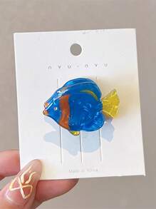 1pc Cartoon Ocean Series Mini Hair Claws, Cute Hair Clips For Girls, School Stuff