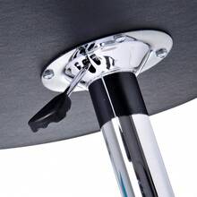 Black Adjustable Round Bistro Table – PVC Leather Top With Steel Base, Height-Adjustable Dining Desk For Kitchen, Bar Or Small Spaces - Default - View 8