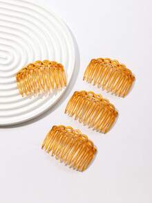 Bộ 4 chiếc/gói, lược cài tóc nữ thanh lịch màu trơn 8.5cm, chất liệu PS (Polystyrene), thích hợp sử dụng hàng ngày, làm phụ kiện tóc, lược cài đầu. - Nhiều màu - Xem 12