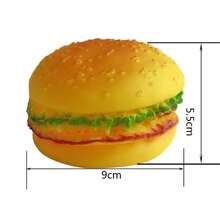 Đồ chơi nhai Hamburger bằng cao su vui nhộn cho chó có tiếng kêu chít chít Đồ chơi cho chó con chơi nhặt đồ chơi - Màu vàng - Xem 3
