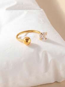 2pcs C-Shape Zirconia Studded Lip Ring, Horseshoe Ring, Nose Septum, Earrings, 16G Stainless Steel Piercing Jewelry, Suitable For Daily Wear