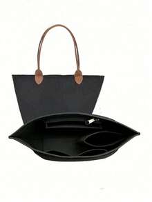 2025 Sac fourre-tout Organisateur de sac à main multi-poches en feutre avec fermeture éclair. Cadeau pour femmes, accessoires de voyage. 1 pièce Sac intérieur portable - Organisateur de rangement et de tri - Parfait pour l'organisation des sacs à bandoulière - Facile à nettoyer, durable, accessoires polyvalents - Noir - Voir 1