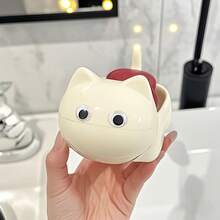 1PC Plastic Cute Cat Soap Dish, Self-Draining Bar Soap Holder For Shower, Decorative Soap Tray For Bathroom Sink Kitchen Counter, Easy Clean Soap Saver Tray