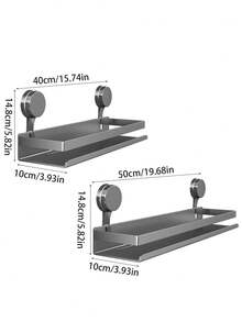 1pc Easy-Install No-Drill Wall-Mounted Storage Rack -Bathroom Storage Rack, Kitchen Spice Rack, Multifunctional Suction Cup Shelf For Kitchen, Bathroom&Kitchen Organizers And Storage, Space-Saving Organizer, Spice Racks