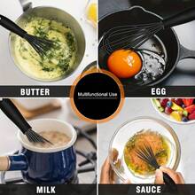 2 Packs Silicone Whisk Set (10" & 12") - Heat-Resistant Non-Scratch Balloon Whisks For Cooking, Baking, Mixing & Beating, Professional Kitchen Tools With Ergonomic Handle, Dishwasher (Black) - Multicolor - View 8