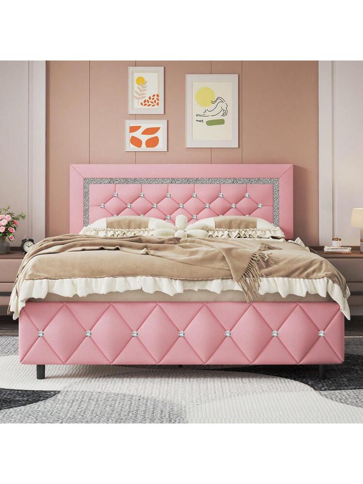 HOMBCK Twin/ Full/ Queen/ King Size Bed Frame, Upholstered Bed
