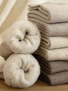 1/3 زوج جوارب طويلة حتى الركبة دافئة للنساء، جوارب قطنية سميكة حرارية، جوارب طويلة حتى الركبة قابلة للتنفس، هدية شتوية - متعدد الألوان - مشاهدة 4