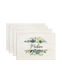 1 件可定制亚麻餐垫，水彩花卉和叶子印花，为亲人打印个性化照片，厨房隔热垫，婚礼/节日/派对装饰，用途广泛 - 彩色 - 查看 14