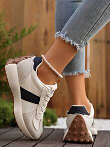 Women's Comfortable Lace-Up Sneakers - Lightweight Multifunctional Casual Shoes, Non-Slip Rubber Outsole, Suitable For All Seasons - White - View 6