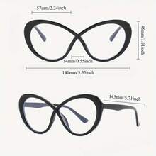 Y2K Cat Eye Glasses Frame For Women|Fashion Cross Design, Leopard Print And Pink Accents|Durable Polycarbonate Frame And Lenses|Includes Protective Case|Perfect For Street Style And Fashion Photography - 紅色和粉紅色 - 查看 4