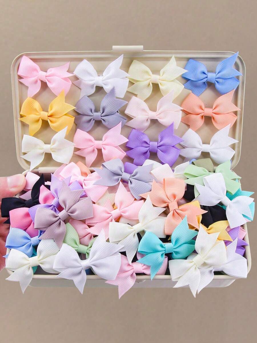 20 piezas Pinzas para el cabello con lazos de tela coloridos para niñas, pinzas lindas para el flequillo lateral, pasadores de cabello versátiles para uso diario - Multicolor - Ver 1