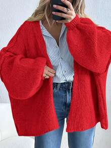 Women's Oversized Cardigan Fall Long Lantern Sleeve Knit Cardigan Lightweight - Đỏ - Xem 6