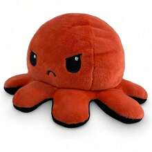 Original Reversible Octopus Pillow - Black + Orange - Adorable Sensory Fidget Animal To Show Your Mood - Perfect For Halloween! - 憤怒紅+狂怒黑 - 查看 2