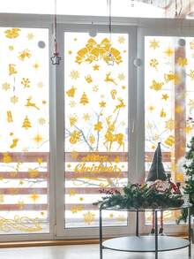1/2sets Christmas Wall Sticker, Gold Silver Christmas Elements Christmas Tree Snowflake Glass Sticker Window Sticker, Home Holiday Decoration, Static Adsorption, Removable, No Electricity Required.Perfect And Christmas Gift For Lovers, Parents And Friends. Christmas Decorations Christmas Decoration Christmas Decorations Home Home Decor Room Decor