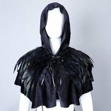 1pc Halloween Feather Shawl Short Velvet Cloak, Performance Party Feather Fake Collar Scarf Fur Cape