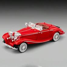 1:32 Scala 1935 Classica Vintage 500 K Convertibile Auto Sportiva Macchina Antica Modello in Lega, Struttura in Metallo, Porte e Cofani Apribili, Luci e Suoni Simulati, Adatto per Casa, Ufficio, Festa, Compleanno, Regalo per Appassionati di Auto