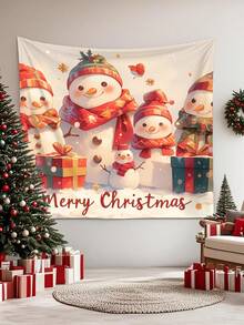 1pc Christmas Decorative Hanging Cloth, Christmas Element Printed, Digital Printing Technique Christmas Wall Decor, Multiple Sizes Available, Party Decoration, Gift, Living Room, Bedroom Decor, Ideal Holiday Gift, Home Decor, Room Decoration, With Accessories, Fabric Wall Decor, Room Flag, Tapestry, Wall Art, Home Decor, Room Decoration, Room Flag, Tapestry Wall Hanging