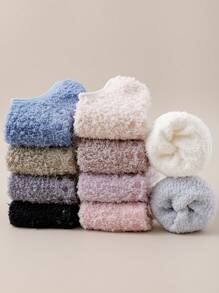 3 双/1 双男女通用珊瑚绒保暖船袜，厚款防寒毛绒情侣家居袜，鞋底有防滑橡胶点，柔软舒适，冬季