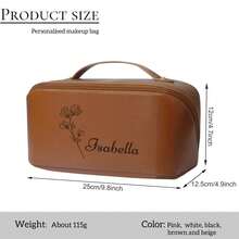 1pc Custom Leather Make Up Bag, Laser Engraving Slogan Or Name,Customize Your Exclusive Makeup Bag,Large Capacity Storage Bag For Travel, Friends Gift Customization