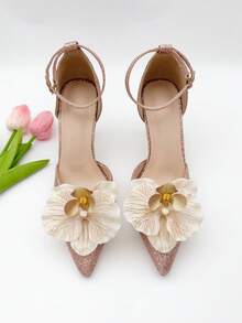 2pcs Detachable Faux Ruffled Butterfly Flower Faux Leather Decorative Shoe Clips, High Quality Delicate Accessory