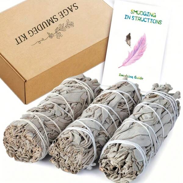 1/3pcs 4-Inch White Sage Smudge Sticks - Sage Smudge Sticks With Instructions And Blessings - Wands For Cleansing Homes And Other Smudging