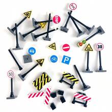 Traffic Road Sign Light MOC Building Blocks Mini City Street View Accessories Road Sign Barrier Speed Limit Indicator Warning Building Traffic Lights Model Kit Parts, DIY Construction Set - Multicolor - View 11