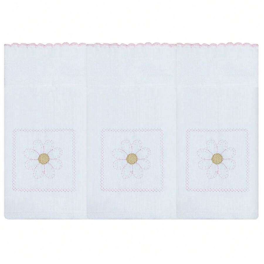 Soft 100% Cotton Double Embroidered Shoulder Diaper For Baby - 粉紅色花卉 - 查看 1