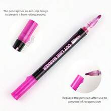 8/12/24/36/48 Colors Dual-Line Contour Pen, Glitter Metallic Pen, Colorful Fluorescent Marker Pen,Acrylic Markers, Marker Pen Set,Perfect For Painting, Illustrations, Handcrafted Art,School Back-To-School Season For Coloring Books And Other DIY Projects,Suitable For Paper, Fabric, Wood, Rocks, Plastic, Glass, Ceramics, Pumpkins, Etc., Acrylic Paint Marker Pens For Students And Adults, Easter,Thanksgiving, Halloween, Christmas Gifts