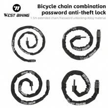 WEST BIKING Anti-Theft Bike Lock - 8-Button Combination Password Protection, 59.06inch/45.28inch/35.43inch/25.59inch Adjustable Chain Lock For Bicycle Frame & Backpack, Durable Black Cycling Security Accessories, Bike Lock For Bike, Outdoor Biking Gear, Sleek Metallic Finish, Sturdy Construction - Black - View 9