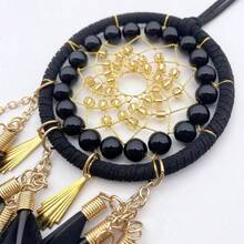 Black Dream Catcher Rear View Mirror Hanging Decor Handmade Small Car Charms Pendant