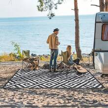 2Pcs/Set Modern Area Rug Portable - Waterproof, Machine Washable, Outdoor Rug For RV, Patio, Backyard, Deck, Picnic, Beach, Trailer, Camping - Durable, Easy To Clean, Perfect For Indoor And Outdoor Use