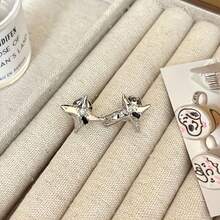 1 套极简朋克铆钉腰带，可拆卸可调节，柔软的尖头设计不会划伤皮肤，可手动恢复 - 銀色 - 查看 6