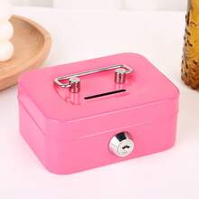 1pc Mini Small Size Secure Metal Cash Storage Box - Money Banks With Key Lock, Top Handle Holder, Adult Piggy Bank, Coin Saver, Cash Register For Daily Office Use, Perfect Halloween, Christmas Gift Idea