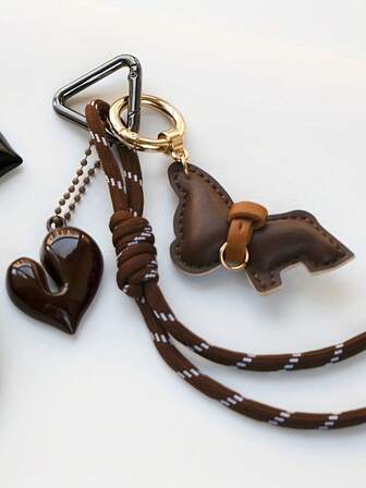1. Heart-Shaped French Bulldog Keychain, Elegant Matching Mini Dog Bag Charm, Couple Accessory, Retro Style, Triangle Spring Clasp Design, Suitable For Car Keys, Bag Decoration, Clothing Accessories, Ideal Gift For Holidays Or Women, Keychain, Bag Charm, Bag Chain, Bag Pendant, Bag Decoration
