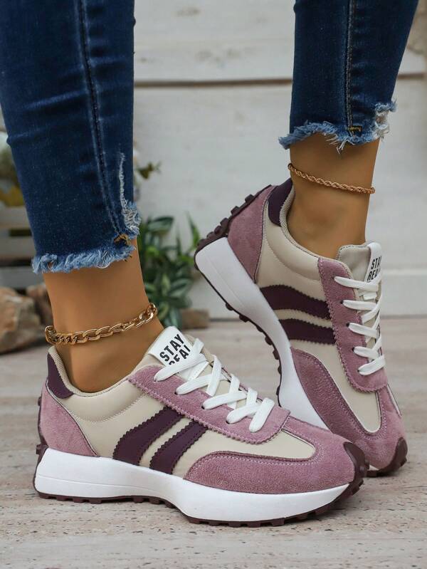 Women's Comfortable Lace-Up Sneakers - Lightweight Multifunctional Casual Shoes, Non-Slip Rubber Sole, Suitable For All Seasons