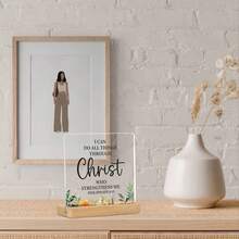 1 件基督教励志桌牌、木制桌面装饰、节日礼物、励志名言和花卉设计 - 彩色 - 查看 5