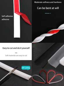 1条/2条装硅胶加厚浴室防水条，浴室淋浴挡水条，马桶止水条，台盆护栏，地面挡水系统，易于安装的干湿分离屏障。（请根据自身需求购买，图片附有尺寸图。）浴室配件 浴室工具 - 彩色 - 查看 3