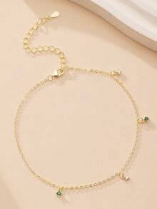 1PC 925 Sterling Silver CZ Anklets For Women, Simple Dainty Adjustable Ankle Bracelet Beach Foot Jewelry - Anklets - View 4