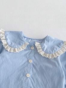 2 件套女婴碎花吊带裙和汗衫套装，时尚秋季服装 - 藍色 - 查看 3