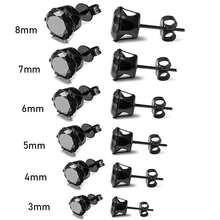 2pcs Black 6-Claw Stainless Steel Stud Earrings For Men, Classic Round Earring Design, Hypoallergenic, Unisex, Suitable For Party & Daily Wear, Versatile Jewelry, Minimalist Design, Glossy Finish, Accessory - Multicolor - View 9