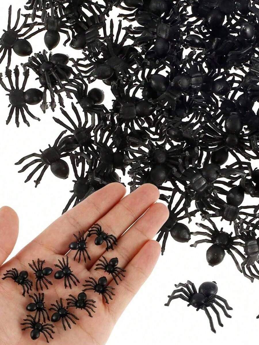50 y 100 piezas Mini insectos realistas de broma, cucarachas falsas de plástico, araña de plástico negro pequeña, imitación realista de insectos, artículos novedosos para bromas de Halloween, decoraciones de fiesta y regalos