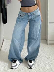 MYOURSA Low Rise Baggy Wide Leg Jeans Streetwear Casual Washed Vinatge Outfits