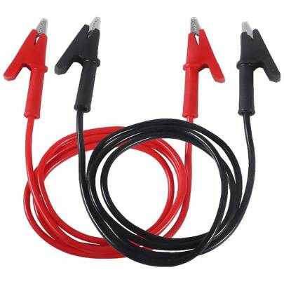 2pcs Alligator Clips Test Leads Set Dual Ended 15A Test Lead Wire Cable With Insulators Clips With Protective Jack Copper Clamps For Electrical Testing 3.3 Ft 1m In Automotive Repair Circuit Debugging And DIY Electronics Projects With High Durability And Reliable Connection Performance