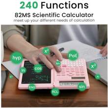1pc 2-In-1 Foldable LCD Display + Notebook, Professional Portable Foldable Student Calculator, Upgraded Solar Scientific Calculator With 417 Functions LCD Notebook