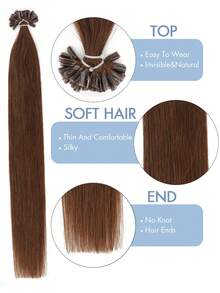 50片U型接发,100%真人Remy发,角蛋白融合,直发,自然柔顺,黑/棕/金渐变色可选,12/16/20英寸,30克/包,适合所有种族,百变发型,自然效果,渐变色发束,无需胶水,即戴即用,完美适用于假期、派对、上学、新娘造型等场合。 - 彩色 - 查看 5