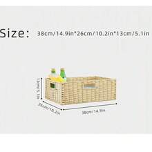 Cestas de mimbre para organizar, paquete de cestas de almacenamiento anidadas para estantes, cestas de almacenamiento de mimbre para estantes de baño, cesta de almacenamiento tejida a mano, caja de almacenamiento de unicolor, organizador para escritorio, soporte de TV, armario del dormitorio, cesta de almacenamiento de ratán tejido, caja de almacenamiento con asa - Caja organizadora de artículos varios, organizador de armario de paja - Multicolor - Ver 23