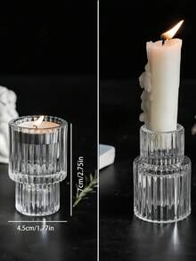 Crystal Candlestick & Colored Candle Set, 3 Crystal Candlesticks , 4 10inch Colored Cone Smokeless Candles – Wedding & Dining Table Ambiance Decoration