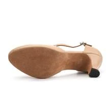 SENMANYU Character Shoes For Women Dance Shoes  2.17" Ankle Strap Dancing Heels For Ballroom Salsa Tango Flamenco Latin  Wedding Shoes - 杏色 - 查看 7