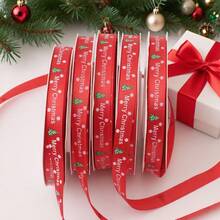 1 pezzo/3 pezzi/6 pezzi 1cm*500cm Nastro natalizio con decorazioni di alberi di Natale e fiocchi di neve per confezioni regalo di Natale