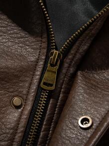 جاكيت جلد PU من نوع العملة القديمة للرجال ، خريف وشتاء